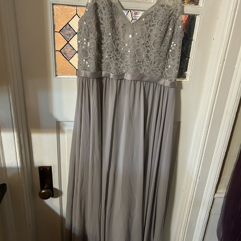 Elegant Gray Lace Gown